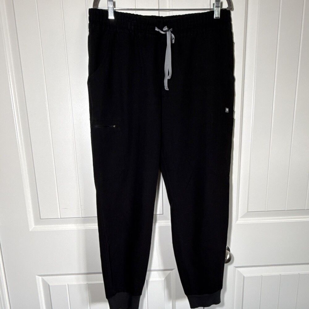 FIGS Technical Collection Black Solid Scrub Jogger Pants Drawstring Size L